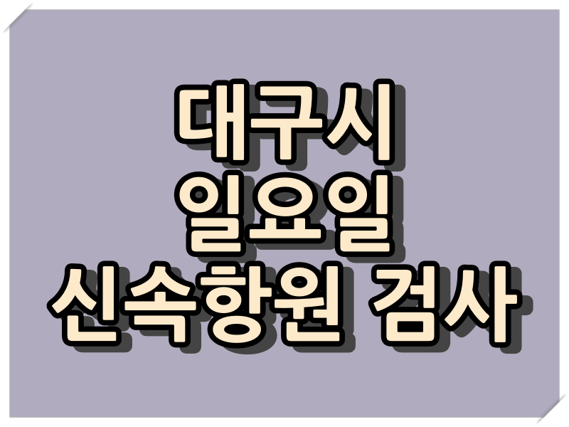  대구광역시 일요일 신속항원검사,PCR검사 가능한 병원