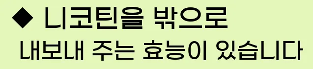  ◆ 니코틴을 밖으로 내보내 주는 효능이 있습니다
