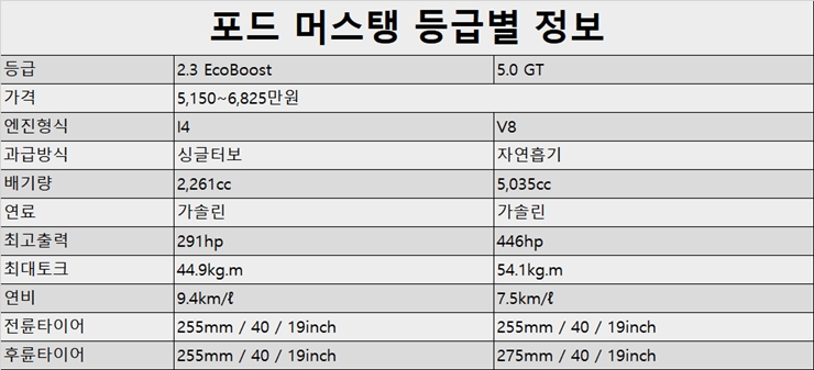 포드 머스탱 가격정보