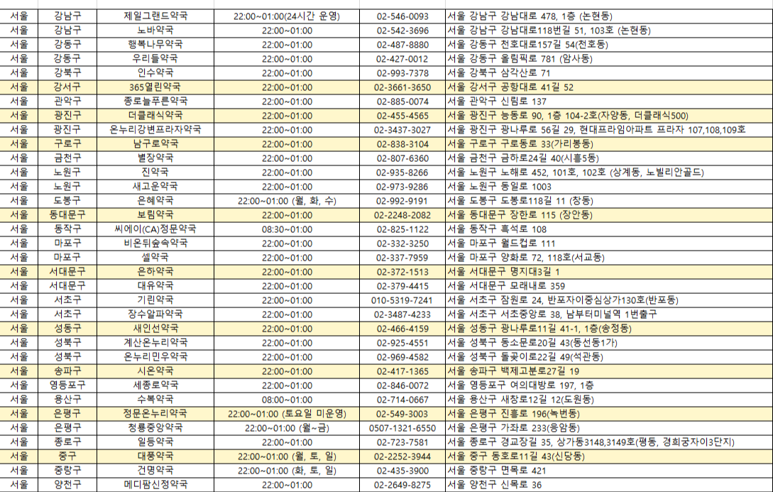 공공 심야 약국