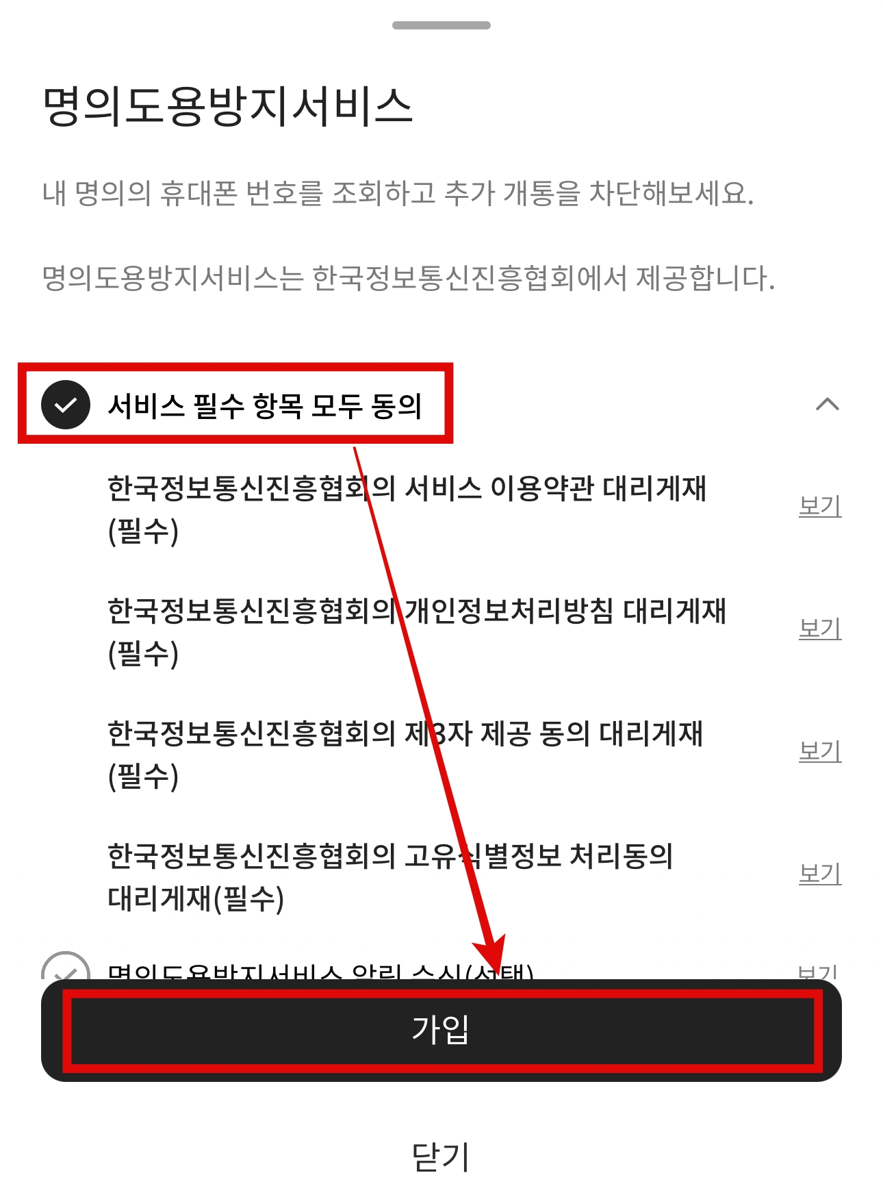 PASS 명의도용방지서비스