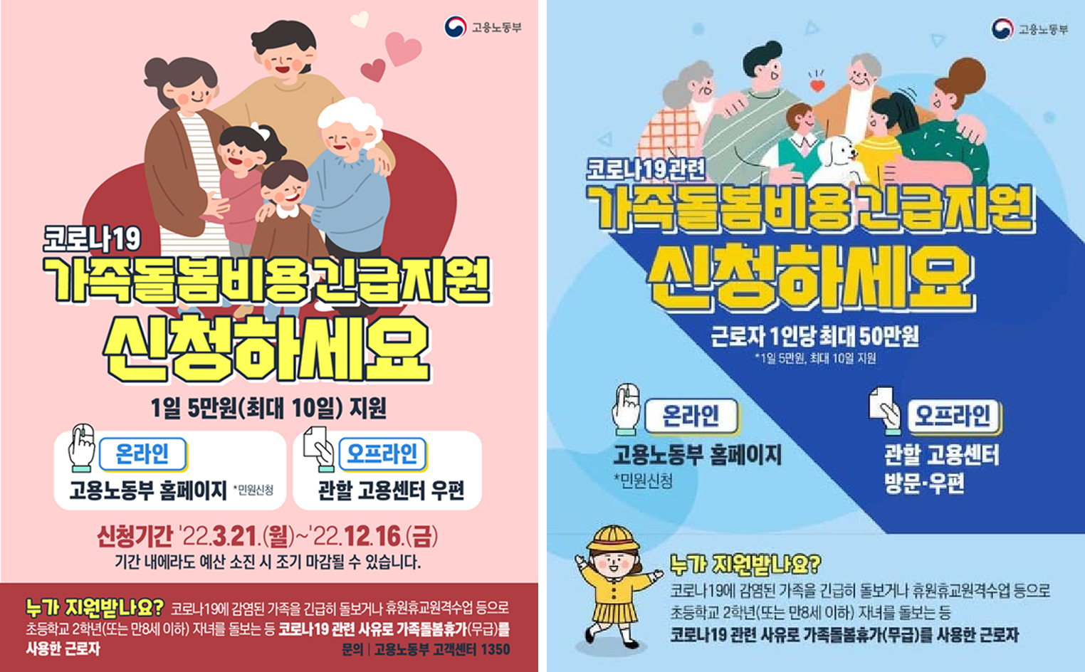  최대 50만원! 코로나19 가족돌봄비용 정확한 대상자 및 신청 방법 (Feat. 1월 1일 소급적용)