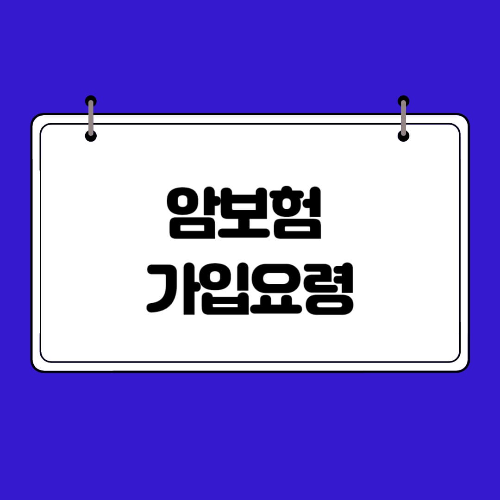 암보험 가입요령