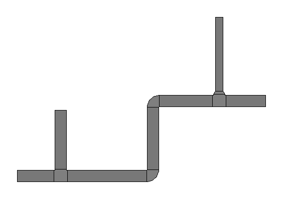 Revit MEP에서 배관의 상세 수준을 높음으로 변경하여 실제 배관 크기를 표시하는 과정
