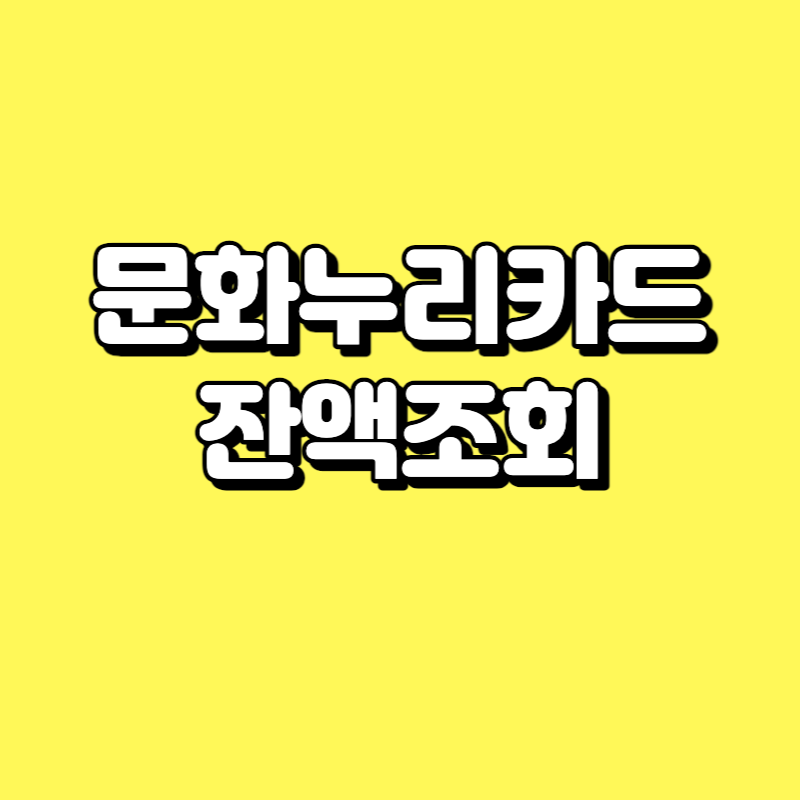 문화누리카드 잔액조회