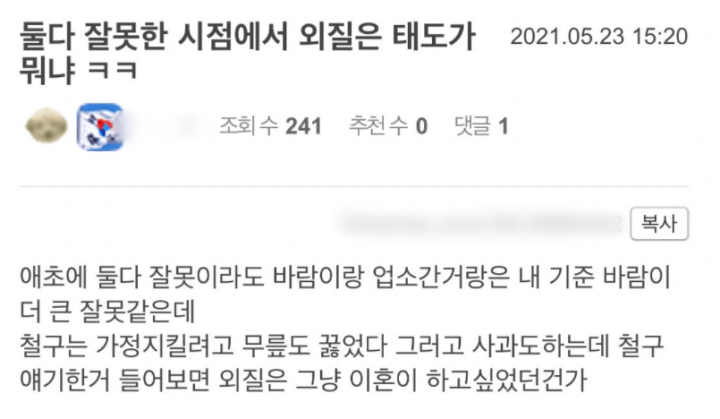 외질혜 바람 지윤호 불륜놀란 철구 이혼 입장 총정리