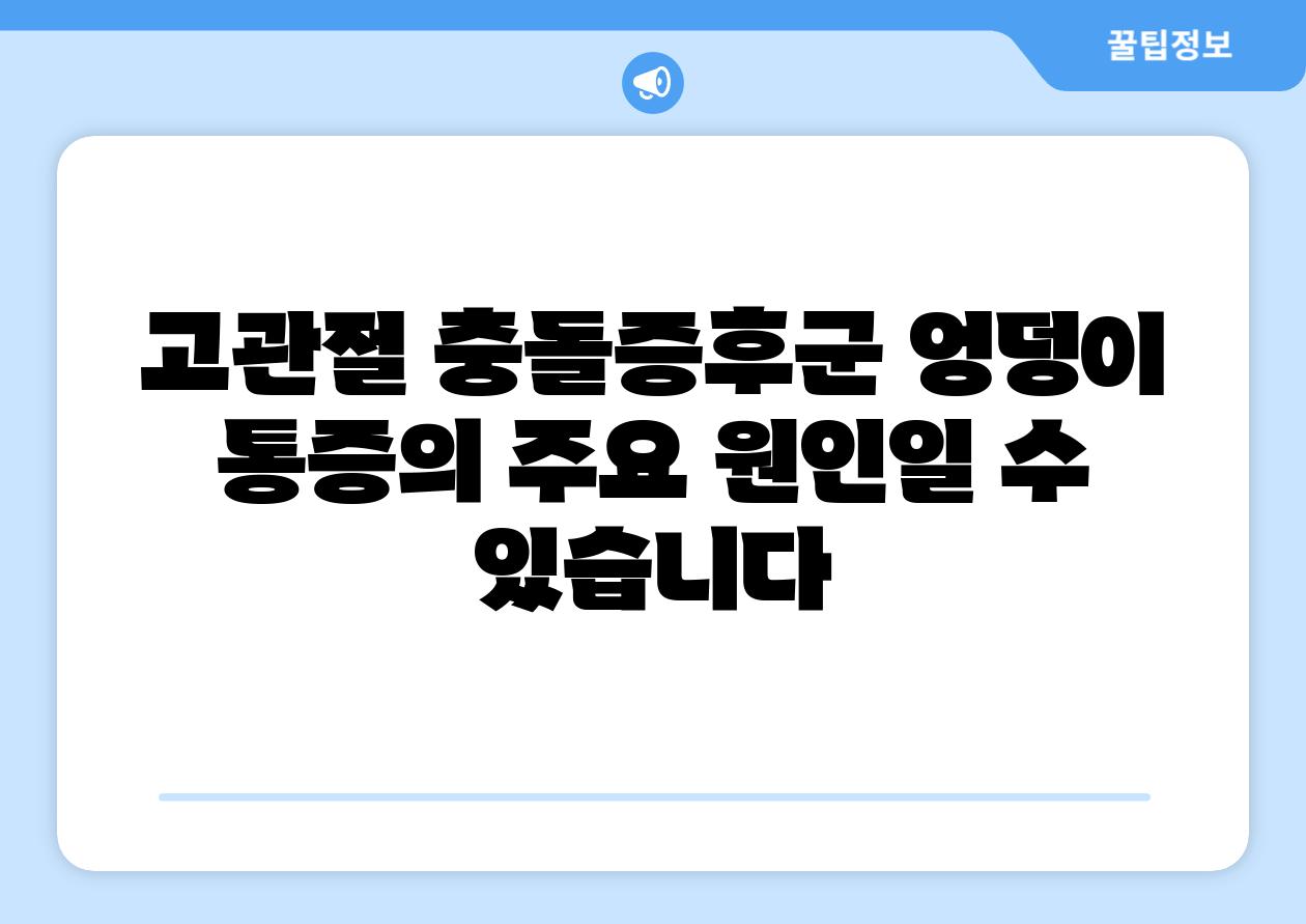 고관절 충돌증후군 엉덩이 통증의 주요 원인일 수 있습니다