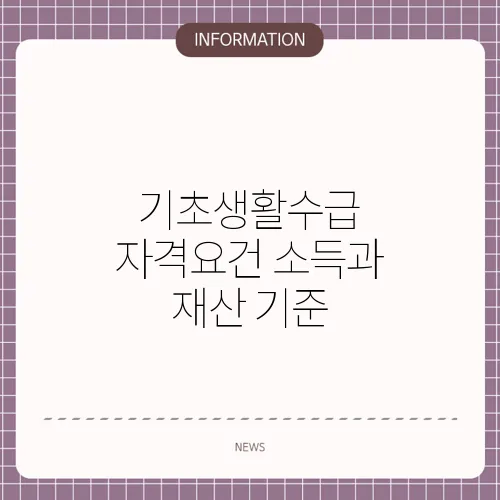 기초생활수급 자격요건 소득과 재산 기준