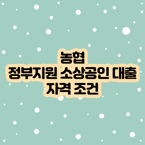  농협 정부지원 소상공인 대출 자격조건