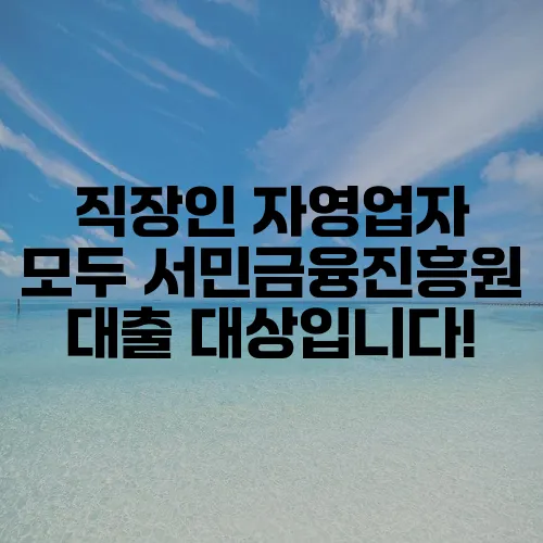 직장인 자영업자 모두 서민금융진흥원 대출 대상입니다!