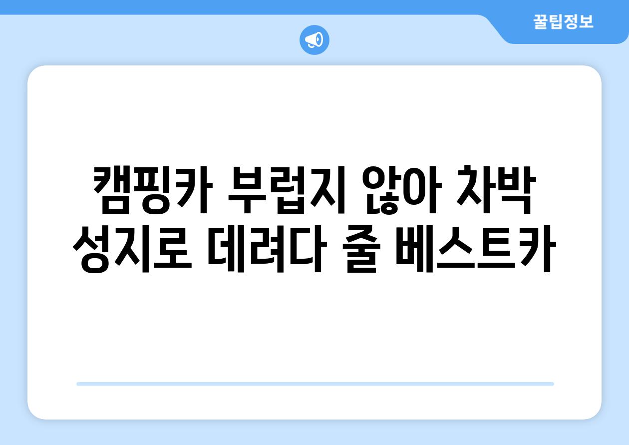 캠핑카 부럽지 않아 차박 성지로 데려다 줄 베스트카