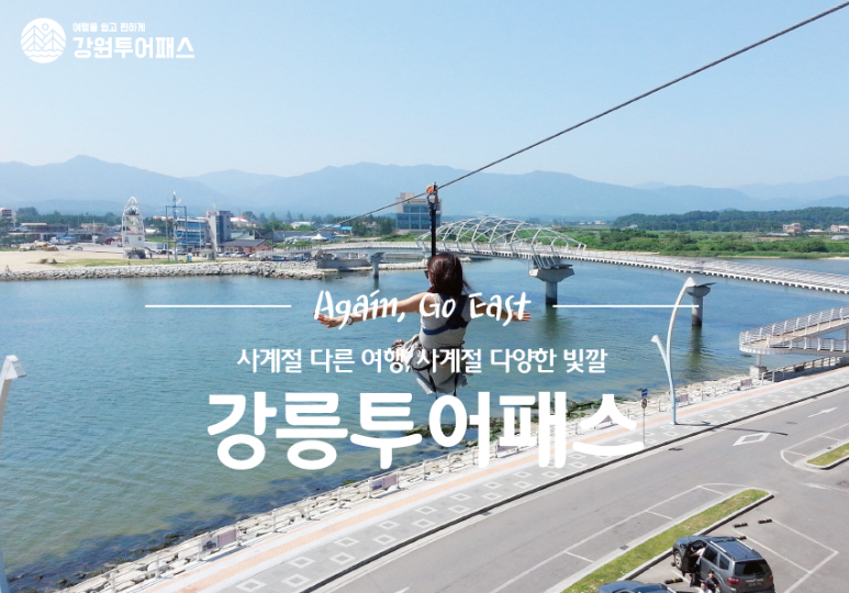  강릉여행코스 // 강릉여행에 강릉투어패스 이용하세요 ~( 짚라인과 안목해변 강릉커피거리의 커피패키지를 1+1으로 45% 할인)