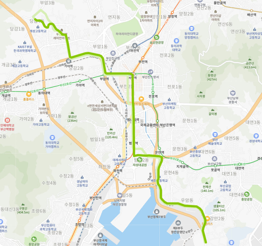  부산 23번 버스 노선, 시간표[감만동, 서면역, 당감동]