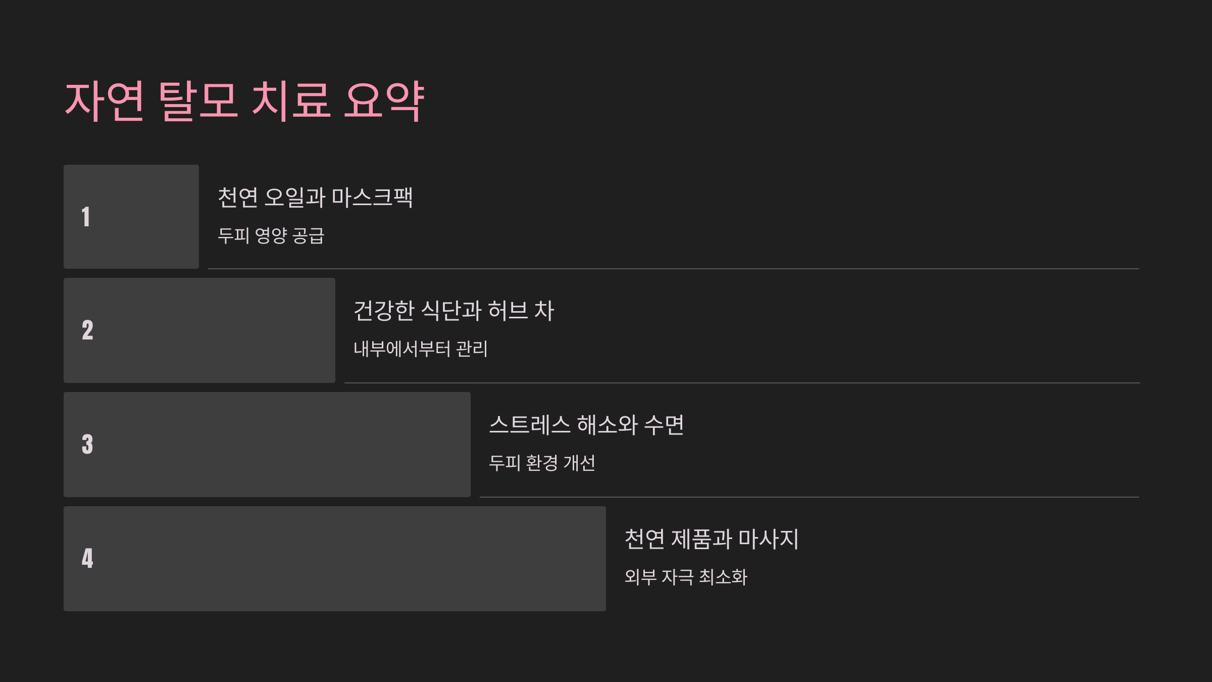 자연 탈모 치료 요약