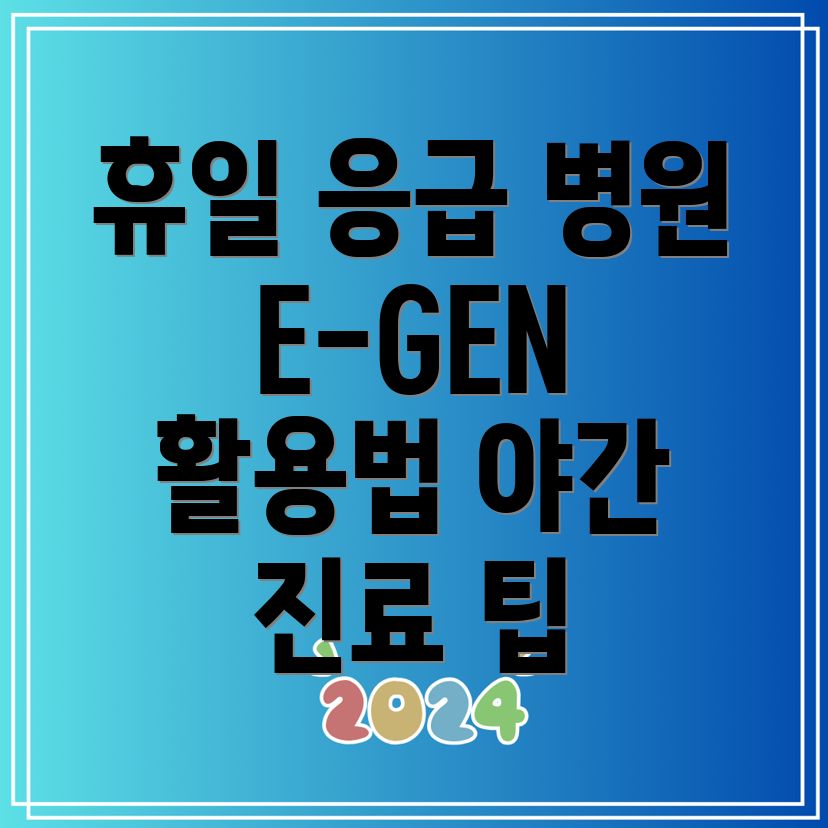 휴일 연휴에 야간 진료 가능한 병원은 어디 응급의료포털 E-GEN 경험담