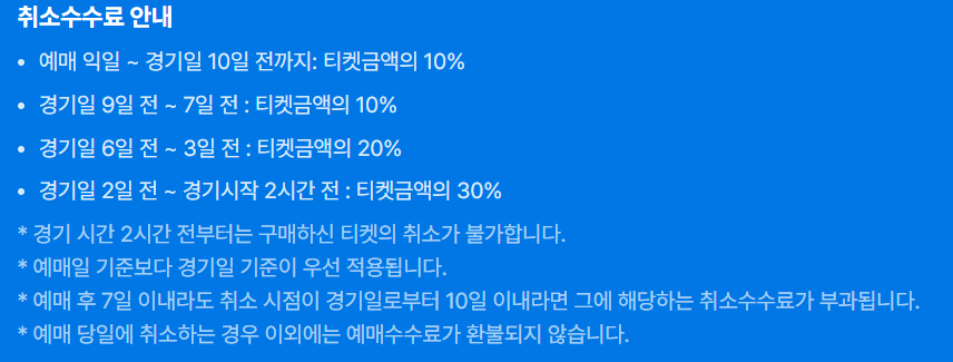 2024 쿠팡플레이 시리즈 취소수수료 안내