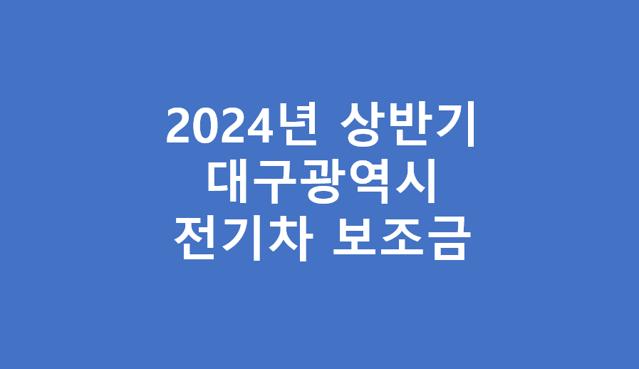 2024년 대구광역시 전기차 보조금