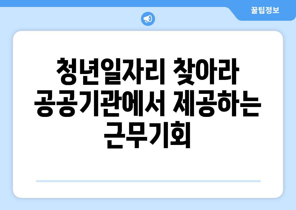 청년일자리 찾아라 공공기관에서 제공하는 근무기회