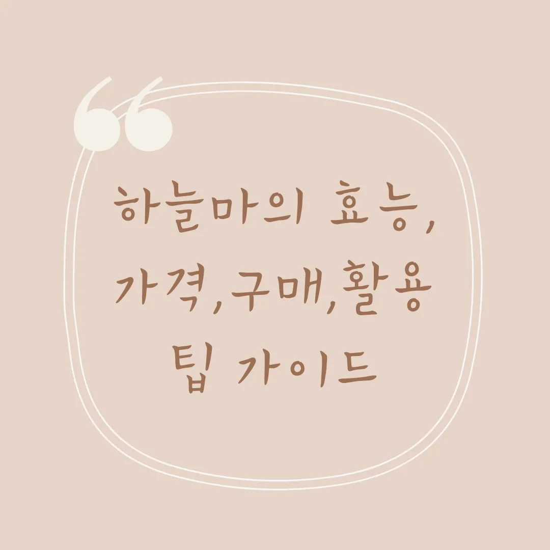  하늘마의 효능,가격,구매,활용팁 가이드