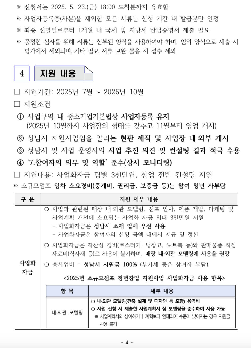 2025소규모점포청년지원사업- 출처:경기청년포털