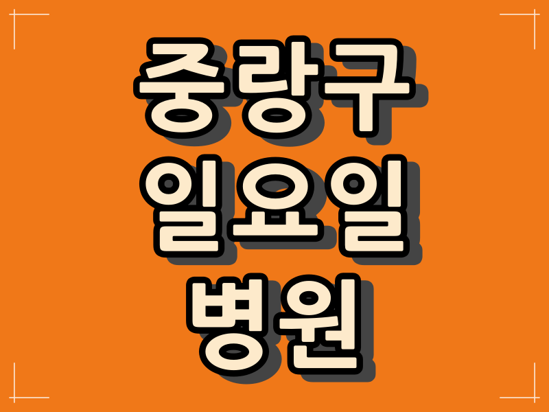  중랑구 일요일 진료 병원