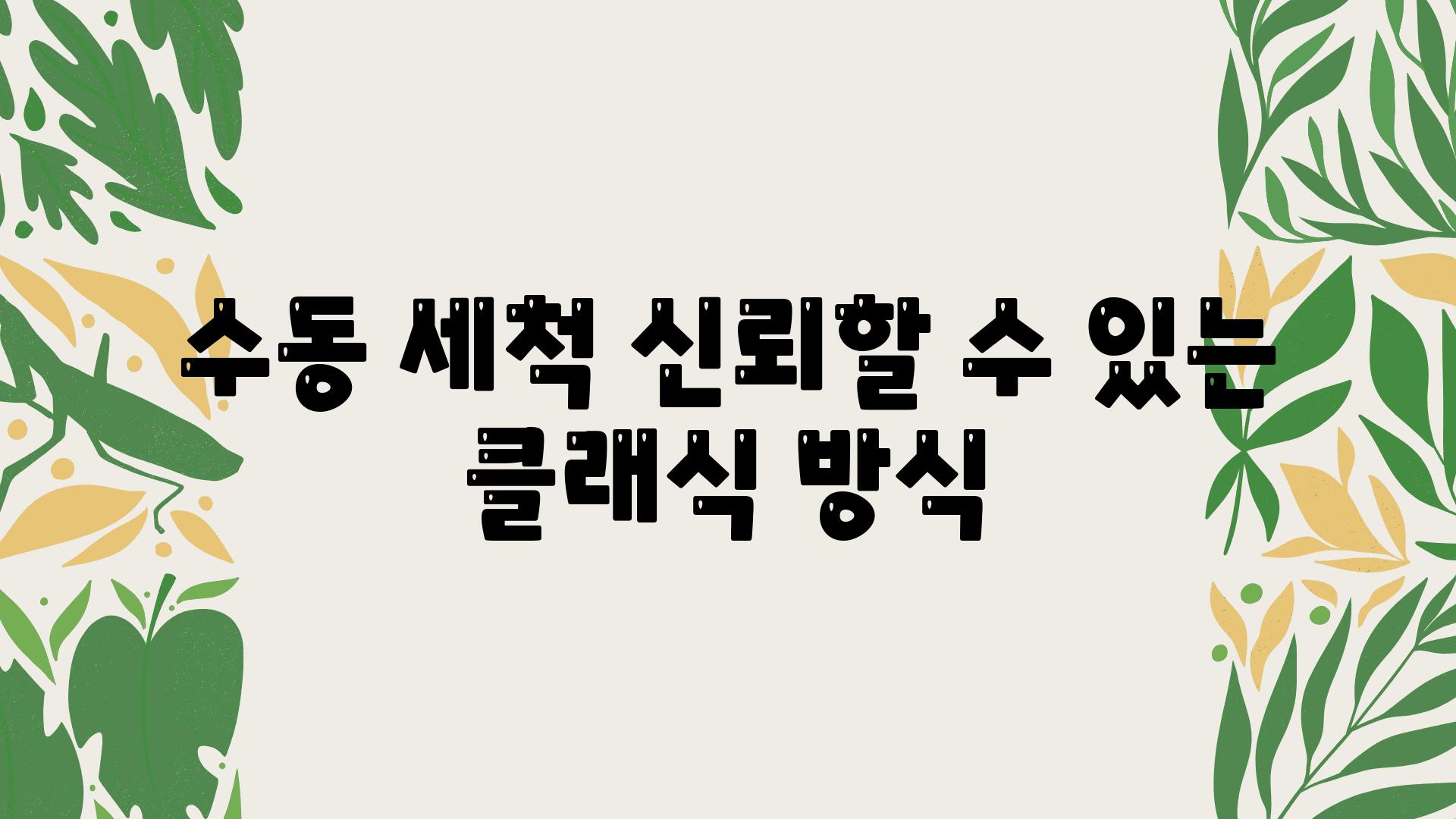 수동 세척 신뢰할 수 있는 클래식 방식