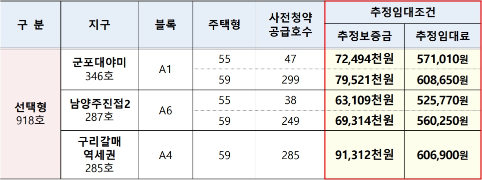 뉴홈 세 번째 사전청약 추정분양가_ 선택형