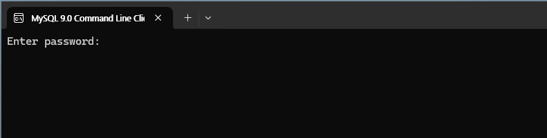 MySQL 9.0 Command Line Client - 실행 화면
