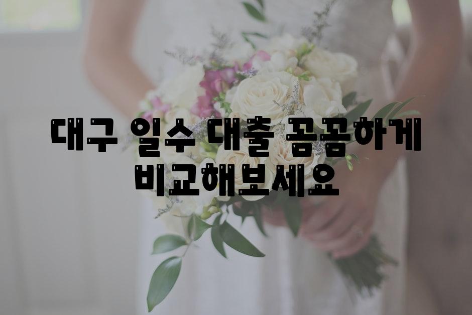 대구 일수 대출 꼼꼼하게 비교해보세요