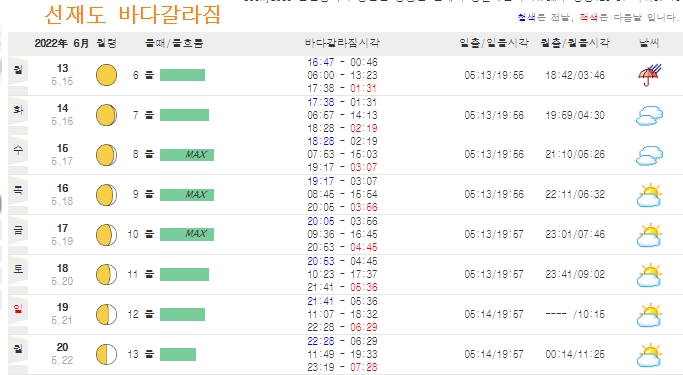 선재도 바다갈라짐 안내 사이트 예시