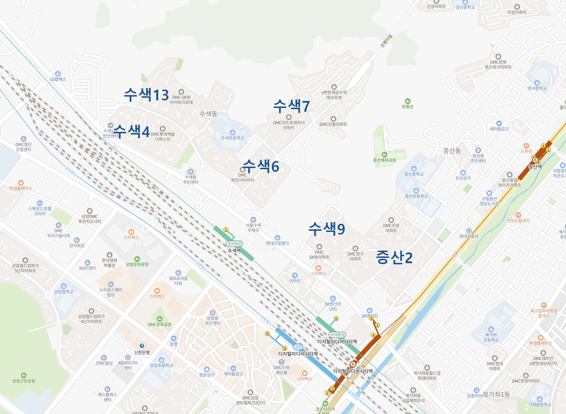 수색증산뉴타운 신축아파트 지도