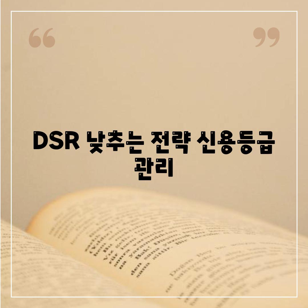 DSR 낮추는 전략 신용등급 관리