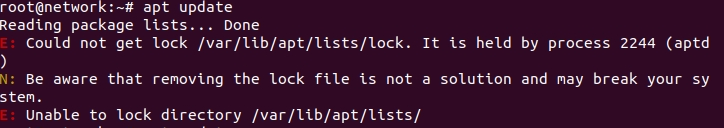Could not get lock /var/lib/apt/lists/lock. Error