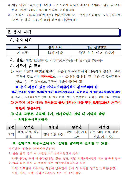 경상남도교육청 교육공무직원 채용