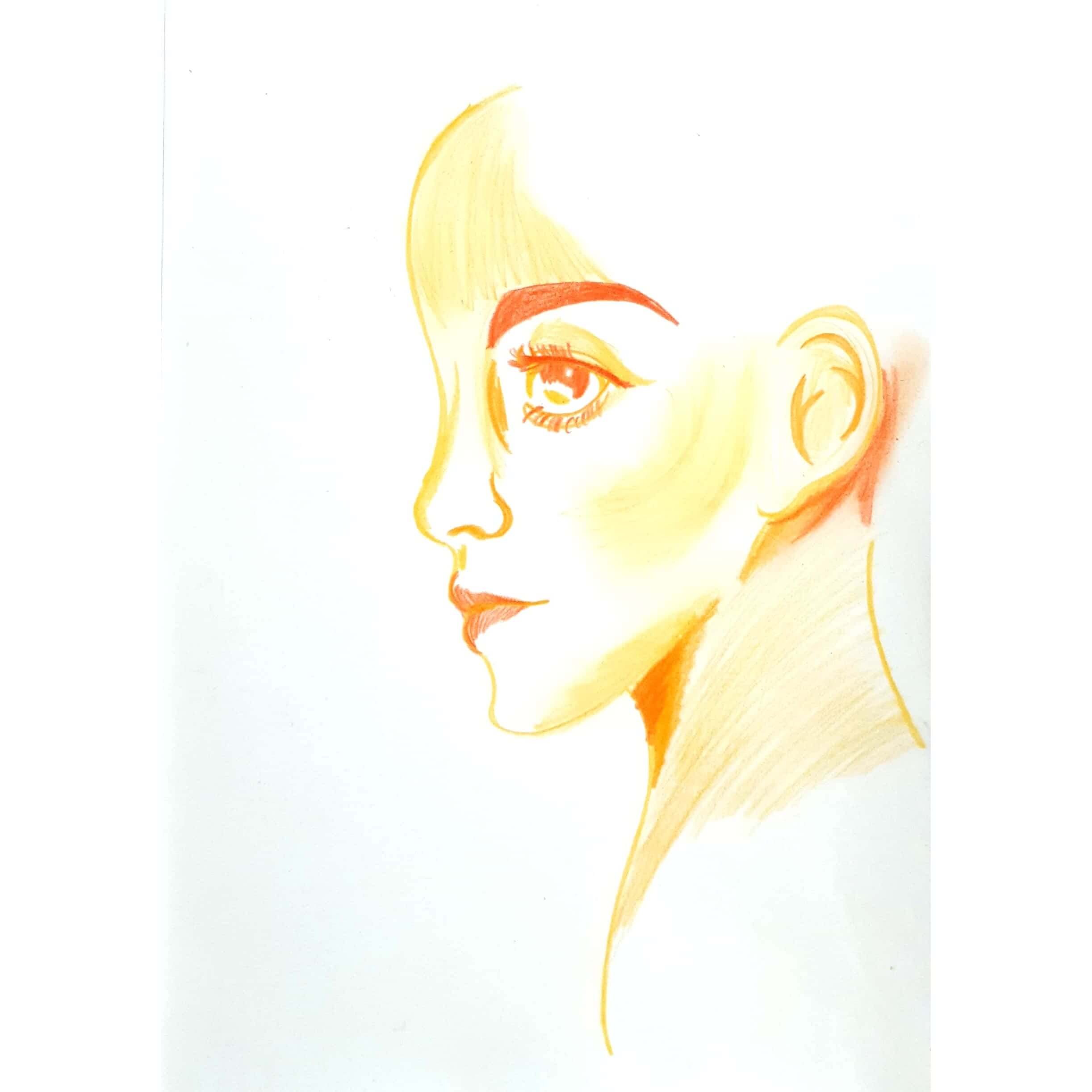  Afternoon Orange 주황색 오후 / 일러스트레이션 그림 드로잉 / 인물화 그리기