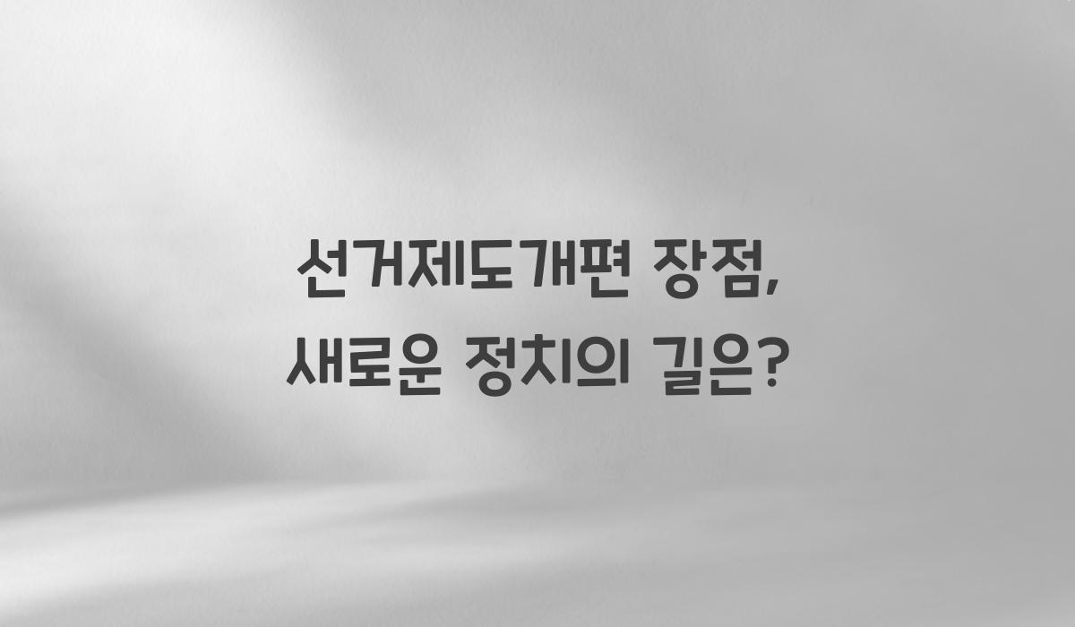 선거제도개편 장점
