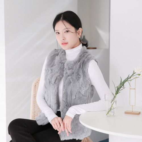 노엘퍼 토끼털 퍼 조끼