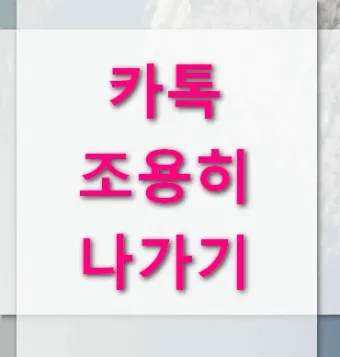 카톡 조용히 나가기 방법 기능 카톡방 채팅방 조용히 나가기_6