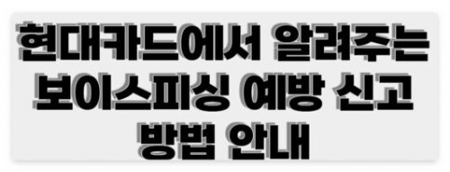현대카드에서 알려주는 보이스피싱 예방법 안내