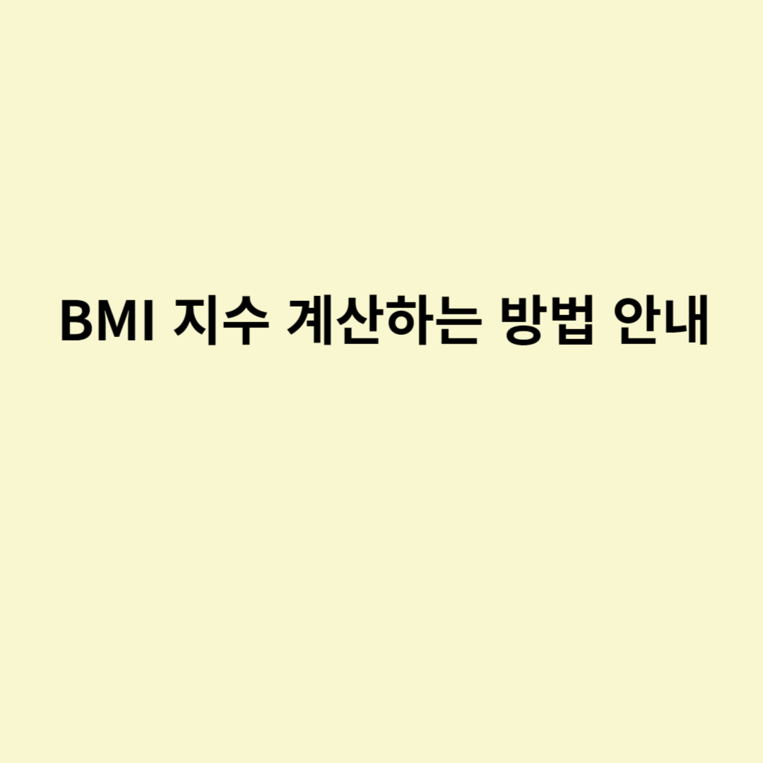 BMI 지수 계산하는 방법 안내