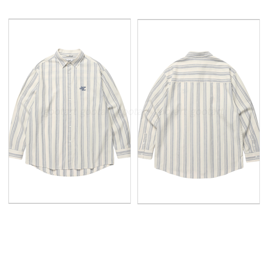 카비시 STRIPED COTTON LS SHIRT[BLUE]