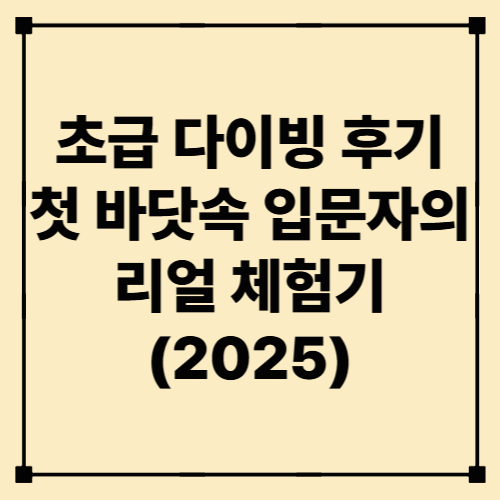 초급 다이빙 후기 – 첫 바닷속 입문자의 리얼 체험기 (2025)