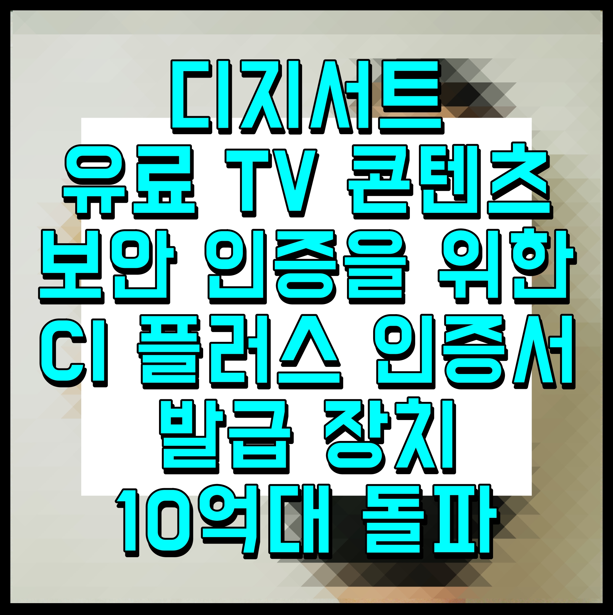  디지서트 유료 TV 콘텐츠 보안 인증을 위한 CI 플러스 인증서 발급 장치 10억대 돌파