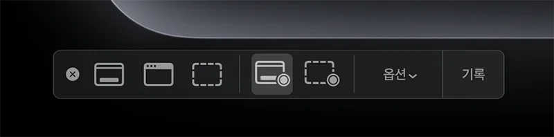 맥북에서 캡쳐 도구 화면의 모습