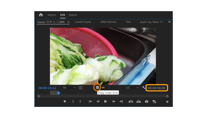 비디오만 타임라인으로 가져오기
