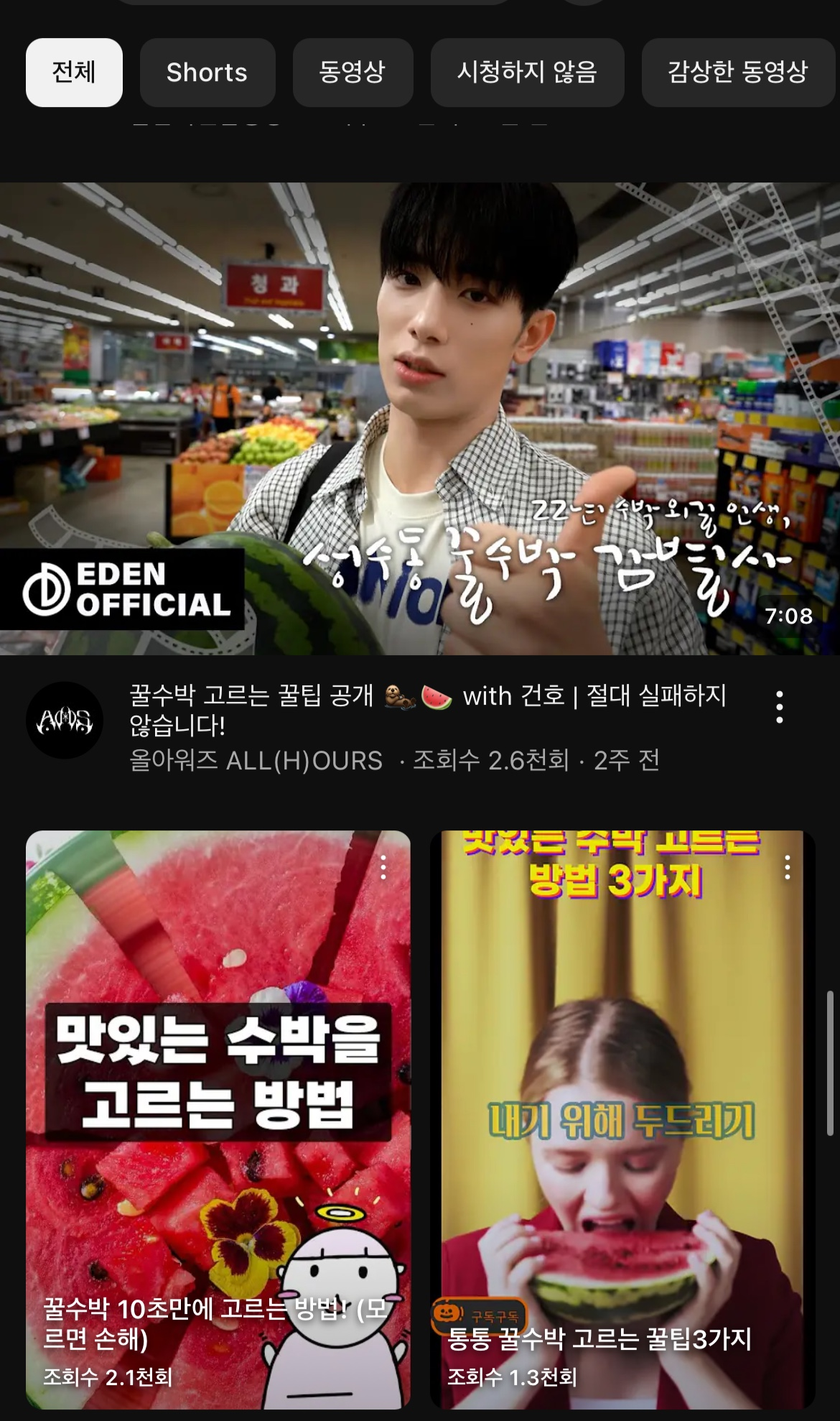 꿀수박 고르는 팁으로 보기 좋다는 남돌 브이로그 | 인스티즈