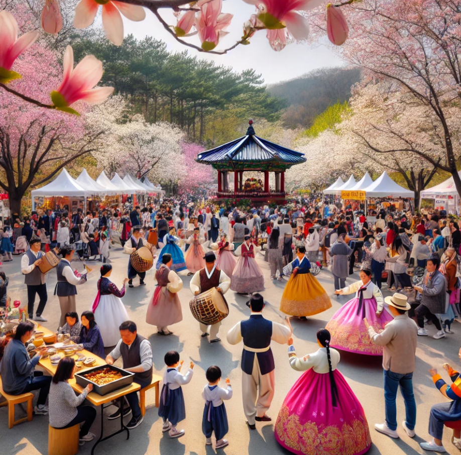영월 축제를 즐기는 사람들