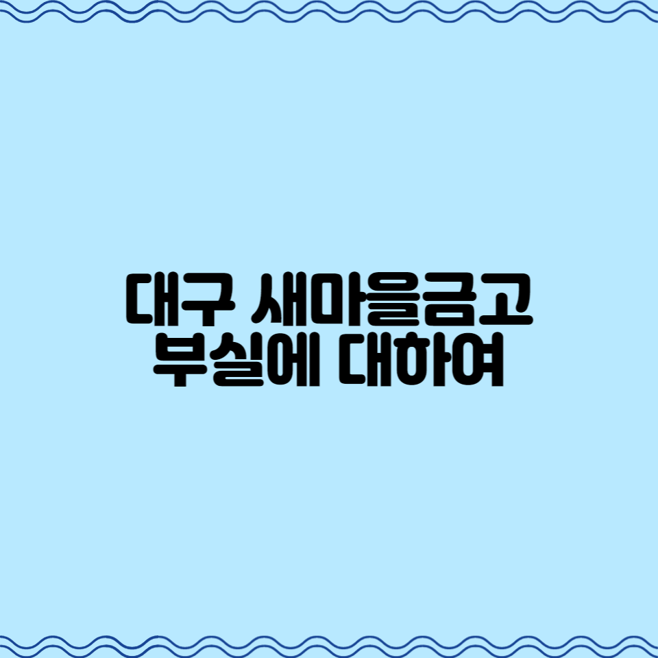  대구 새마을금고 부실에 대하여