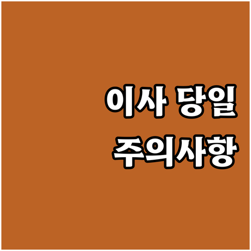 이사 당일 주의사항 완벽 가이드: 혼