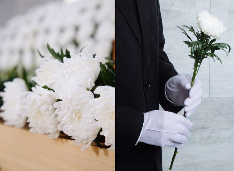 장례식장과흰국화